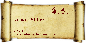 Haiman Vilmos névjegykártya